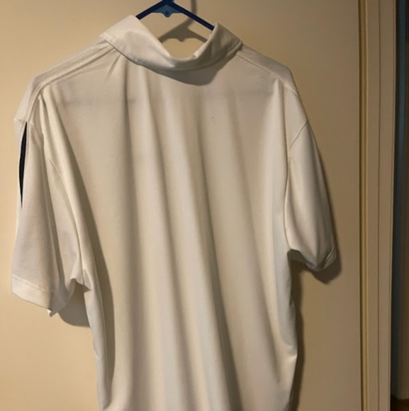 Nike Men's XL Tennis Shirt White w blue stripe on sleeves and side - Picture 2 of 5